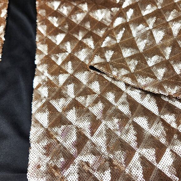 Chic Sequin Statement Jacket 3/4 Sleeve Open Front Light Gold Geometric Sz. M - Picture 7 of 7